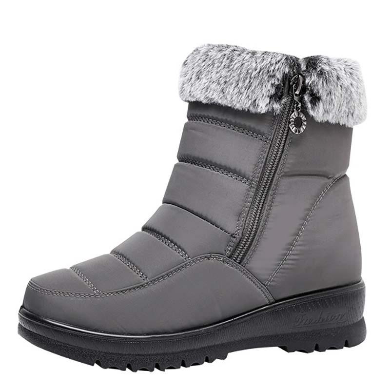 

Женские зимние теплые сноубутсы, водонепроницаемая ткань, подкладка из искусственного меха, водонепроницаемые ботильоны, нескользящая уличная обувь, походные спортивные ботинки 41 серый