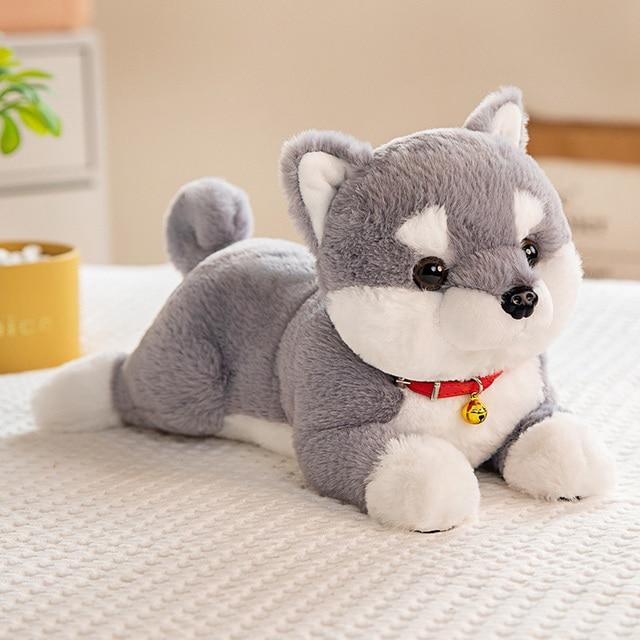 Cute Fluffy Shiba Inu Peluche Toys Lovely Bell Dog Dolls Stuffed Animal Pillow Birthday Christmas Gift for Children
