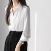 High-End Women's Long-Sleeve White Shirt - Smooth Fabric, Versatile 2024 Spring Fashion