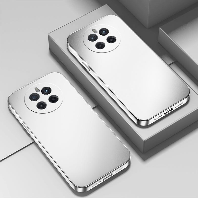 Pouzdro pro Huawei Mate60 Pro: Tekutý silikonový galvanicky pokovený stříbrný plný kryt