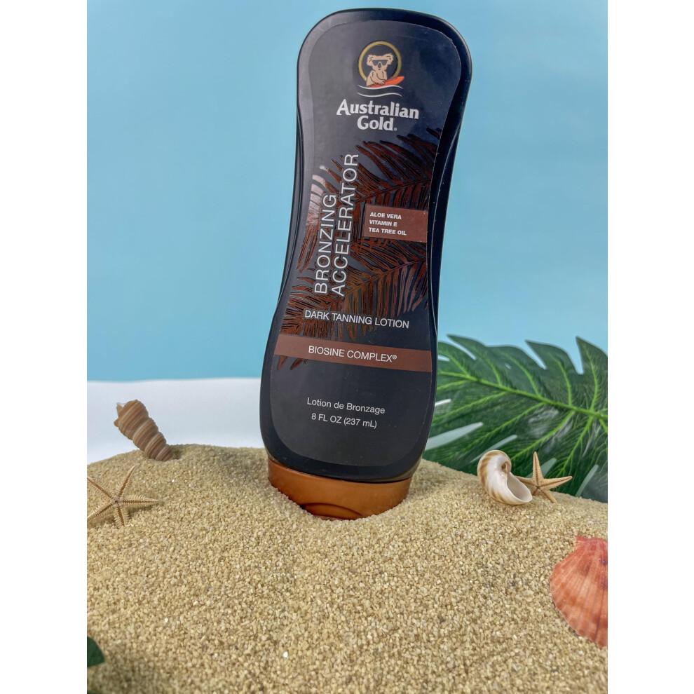 Australian Gold Dark Tanning Accelerator Lotion mit Bronzer, 237 ml, neue Verpackung, gleiche Formel, B003GX5SSC