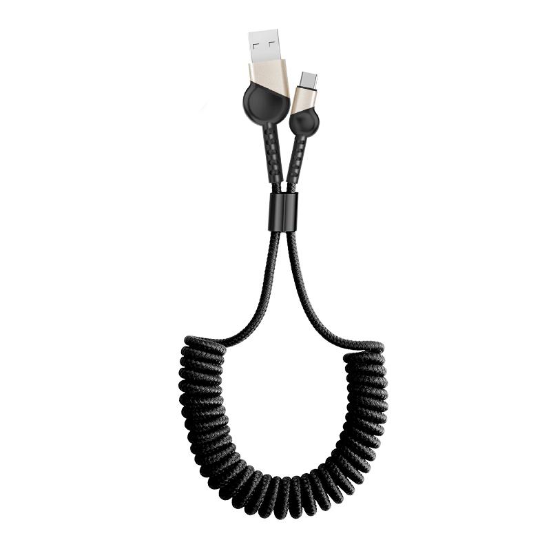 

Spring 2a Usb Cable 3 In 1 Braided Spring Mobile Phone Fast Charging Data Cable TYPE-C-black #1