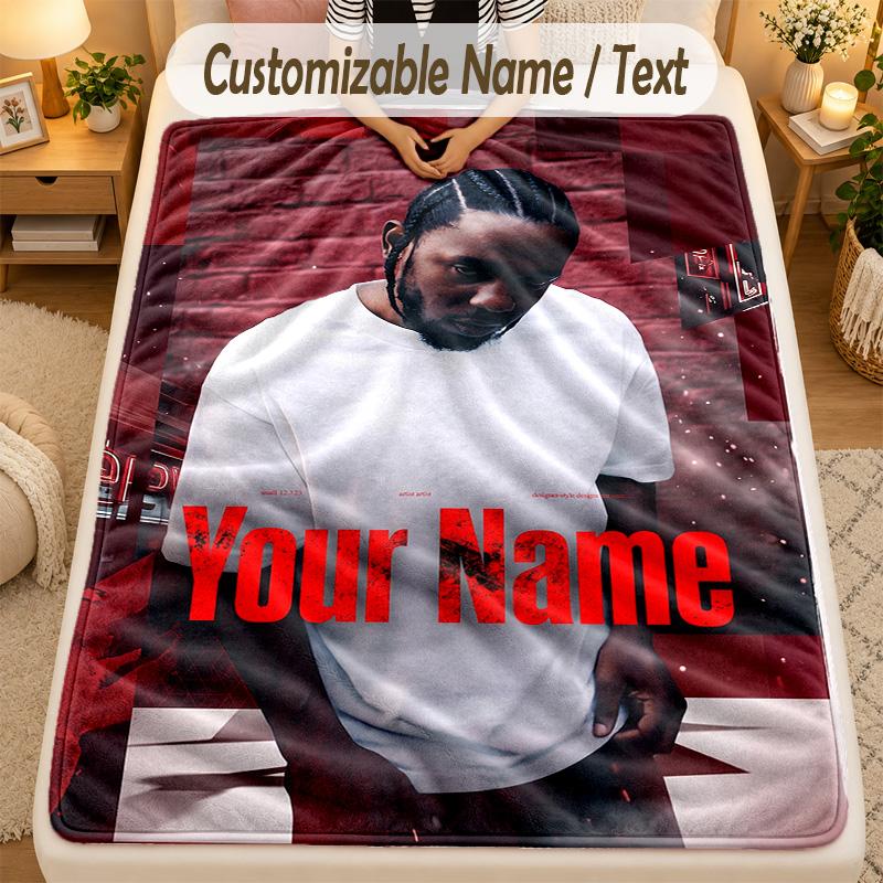 Flannel BlanketKendrick Lamar Custom Name Text Personalized Soft Warm Throw Blanket Home Decor Gift