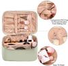 Large Capacity Portable Cosmetic Bag Storage Bag with Handle Partition Layer Green 23.8*16.5*12cm