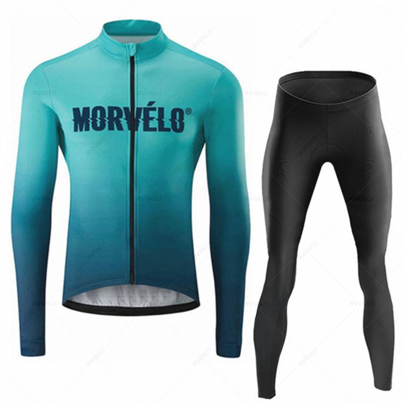Morvelo Autumn T Men Long Sleeve Bike Clothing Uniform Maillot Ropa De Ciclismo Sports Bicycle Bib Pants 2026 Autumn Breathable Cycling Suit