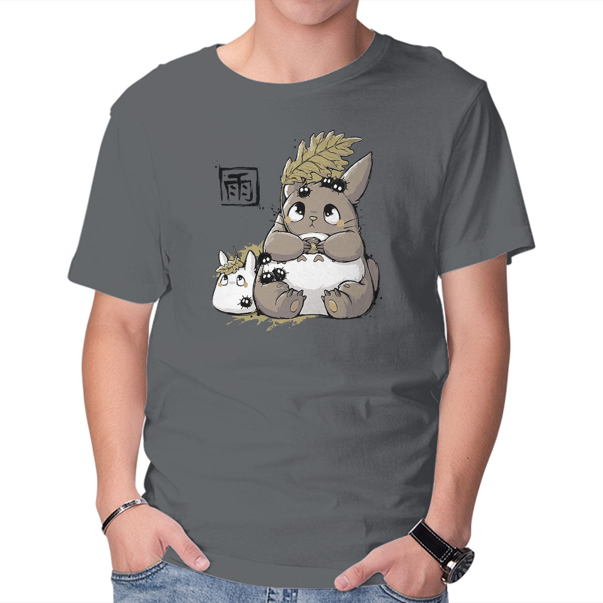 Unisex Crew Neck T-Shirt Under The Rain Graphic Short Sleeve Casual Tee L