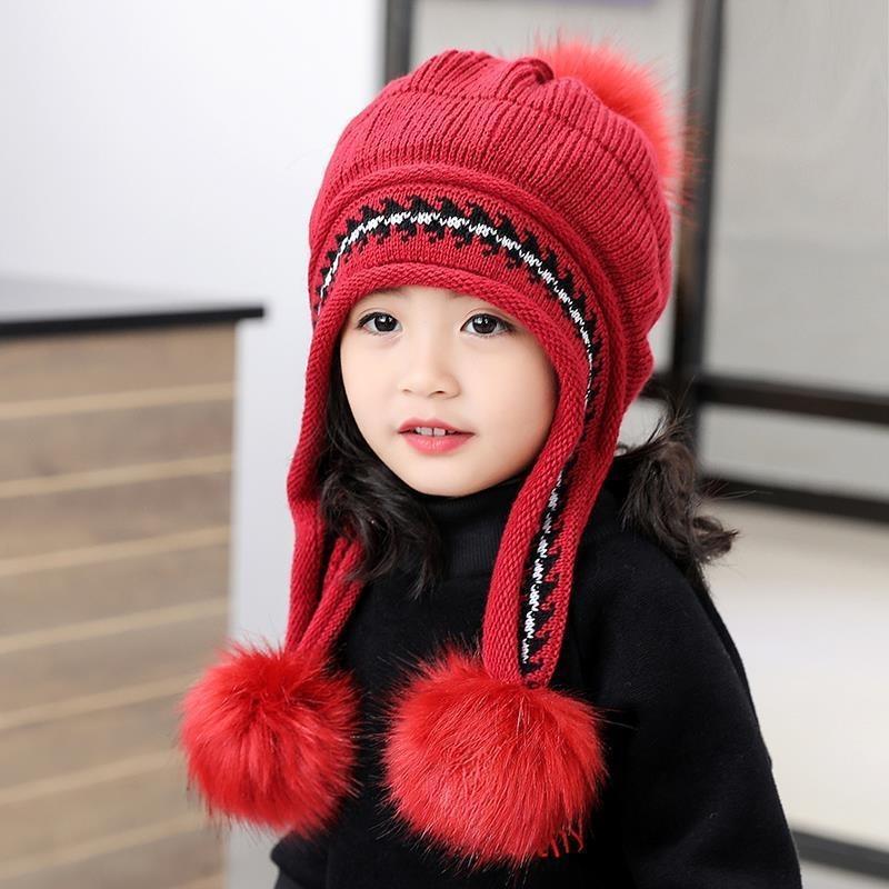 Parent-child children's hat winter cute girl princess hat autumn and winter velvet warm baby ear hat wool hat