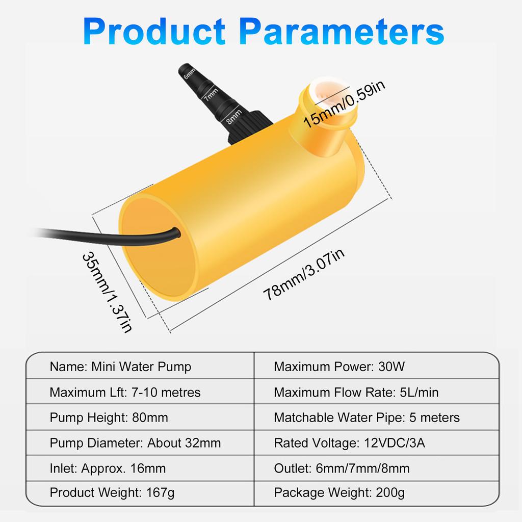 DC 12V Mini Water Pump For Domestic Fish Tank Submersible Pump with ThreeGear Water Inlet