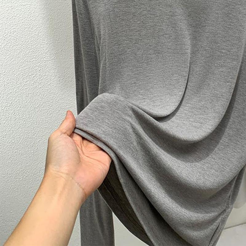 Long-sleeved Bottoming Shirt Women's 2025 New Women's Clothing Solid Color Round Neck Mask T-shirt Pendant Soft Waxy Inner Top