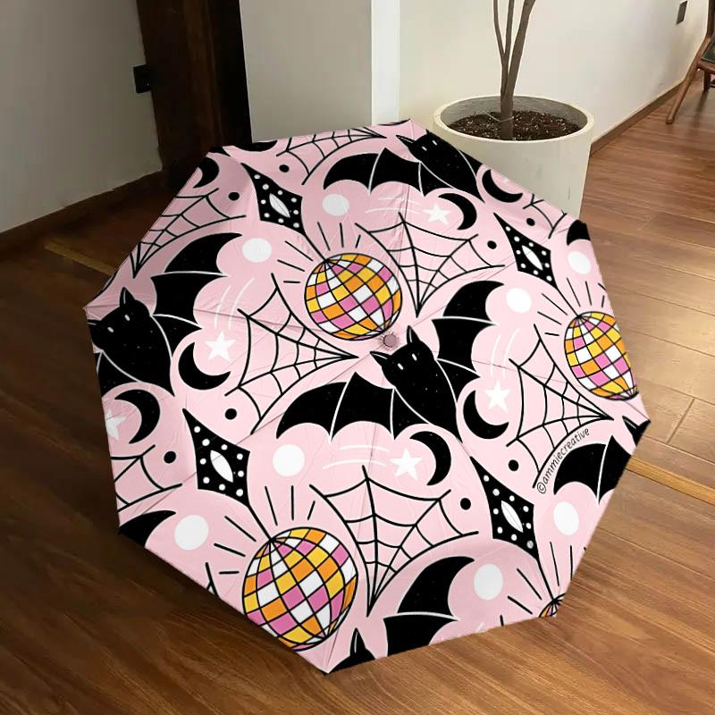 

1pc Bat-patterned Design Automatic Umbrella Durable Iron Frame & Plastic Handle, Gift for Men & Women, Sturdy Construction yy250905180