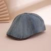 New Workwear Retro Washed Hexagonal Leather Brim Front Cap, Trendy and Fashionable British Style, Versatile Baseball Cap