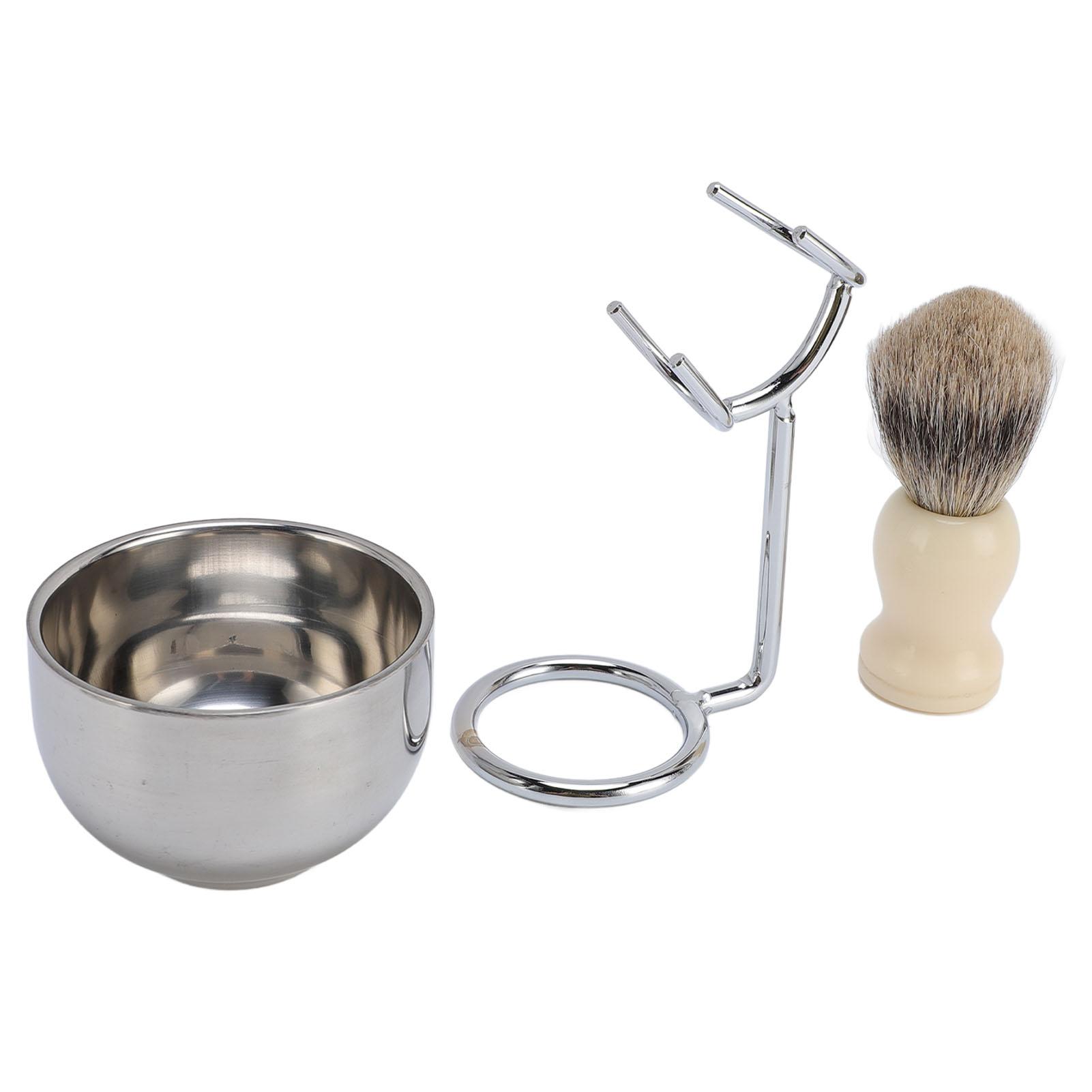 

Набор для бритья Подставка из нержавеющей стали Мягкий ворс Чаша для бритья Подставка Набор для мужчин