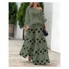 Mode High Street Outfits 2-teiliges Set Sexy schräger Ausschnitt einfarbige Bluse + Weitbeinige Hosen Sets Elegantes Polka-Dot-Muster Damenanzug