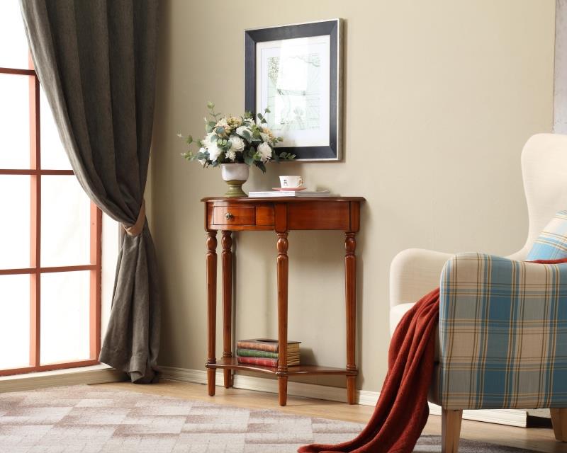 European Solid Wood Console Cabinet, Long Hallway Table, Semicircular New Chinese Style