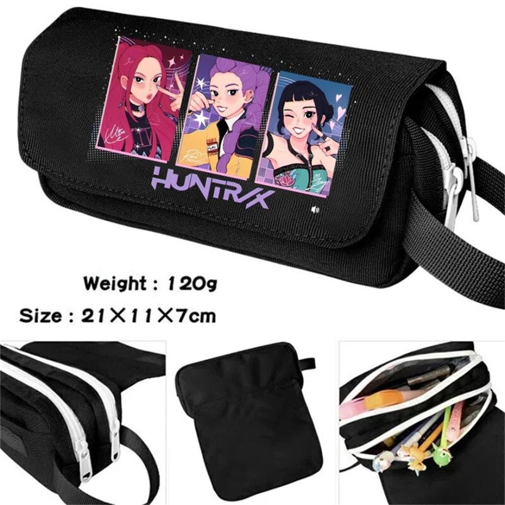 Cartoon Print Large Capacity Double Layer Portable Pencil Bag, Stationery Bag For Primary And Secondary School Students