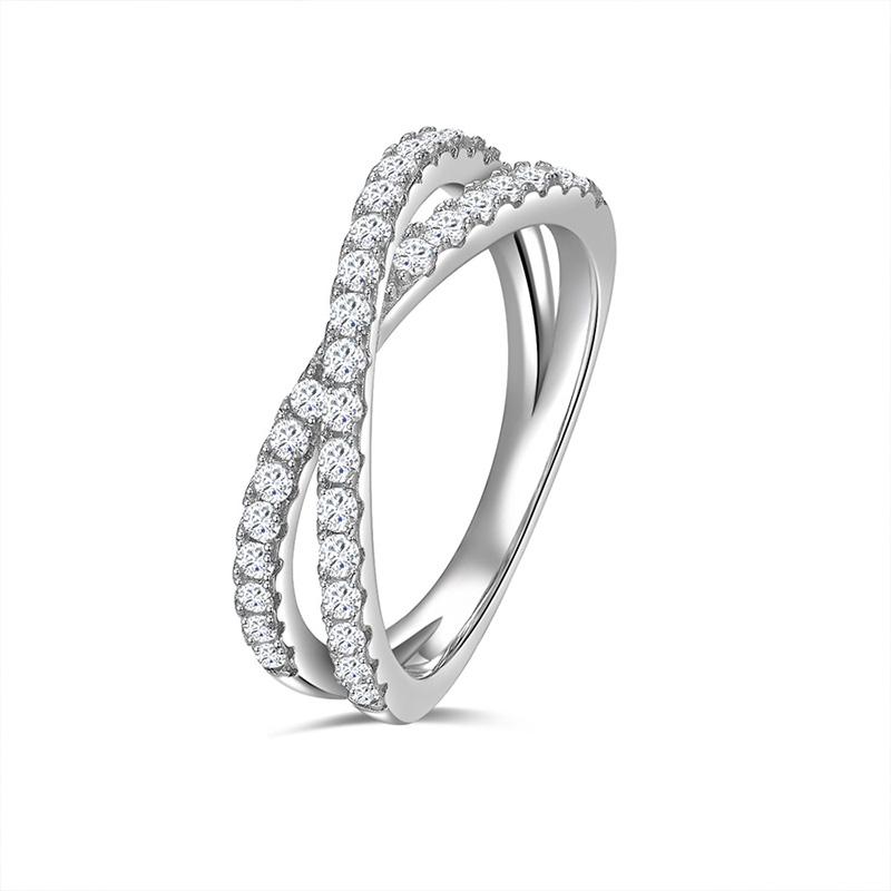 925 Sterling Silver X Cross Ring VVS D 1.5mm moissanite Ring Fine jewelry rings for Engagement Wedding