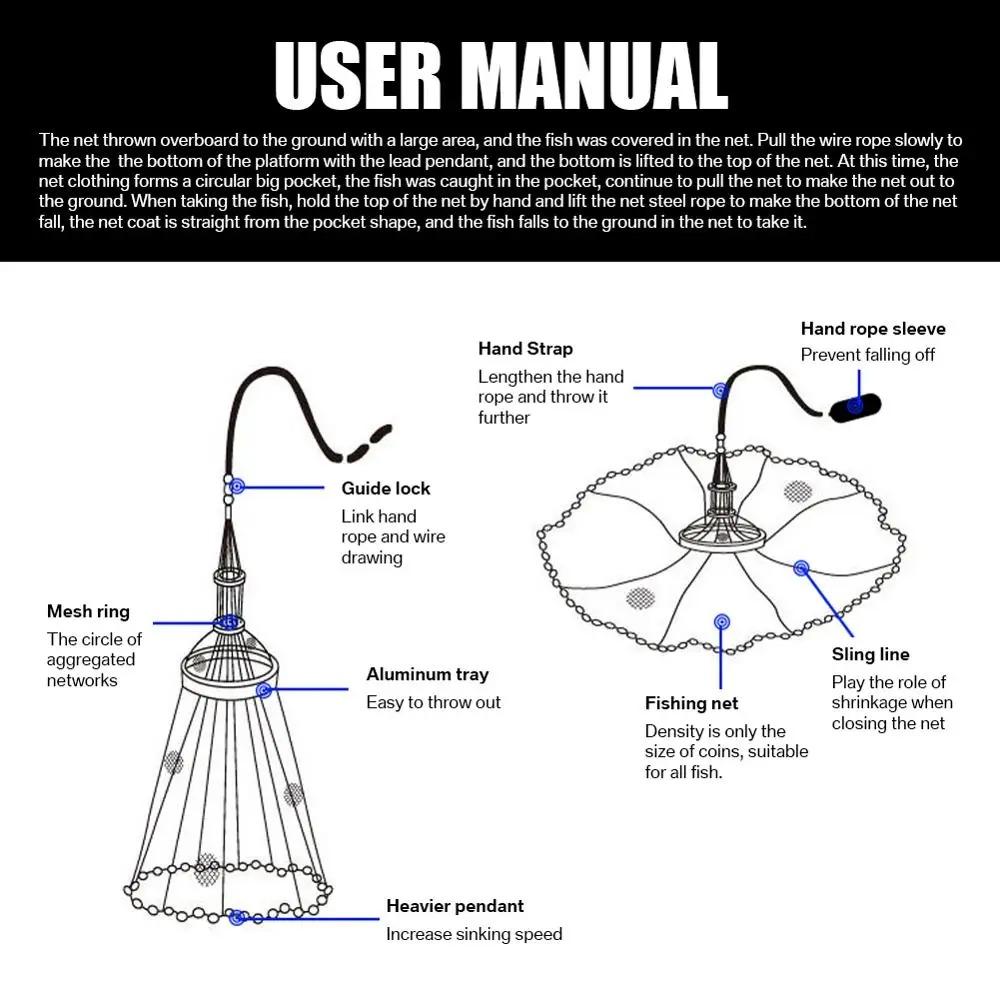 Saltwater Fishing Cast Net For Bait Trap Fish 3Ft/4Ft/5Ft/6Ft/8Ft Radius Casting Nets With Heavy Duty Zinc Sinker Easy To Throw