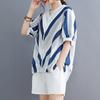 Odzież damska Wygodne swetry Luźne z dekoltem V Prostota Nadruk Paski Eleganckie Moda Letnie Cienkie Codzienne Koszulki