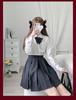 White Long Sleeve Petite College Style JK Uniform Shirt for Women – Versatile, Mid-Length, Perfect for Autumn.