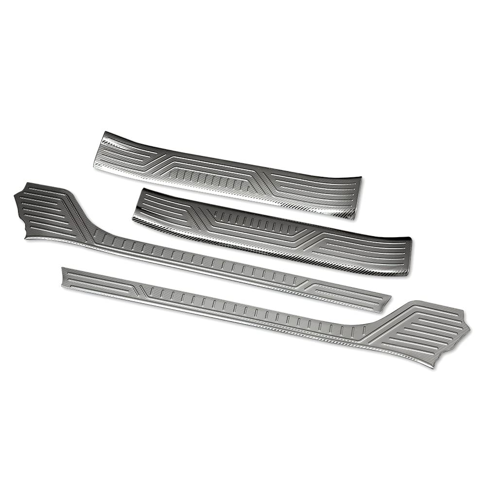 90 Series Scuff Plates Carbon Stainless Steel for Toyota YOURS Voxy/Noah (4 Pieces) [Color Fiber] Voxy/Noah (y403-014 [2] S)