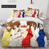 Set Biancheria da Letto Copripiumino Trapuntato 3D K-ON Cartone Animato Carino Lolita Kawaii per Ragazze, Copripiumino Set Letto Coperta Federa, Set Biancheria da Letto Matrimoniale