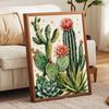 Sparkling Pearl Painting Kit with Frame Blooming Cactus Succulent Bead Art Canvas Elegant Relaxing Craft Wall Decor Gift for Women