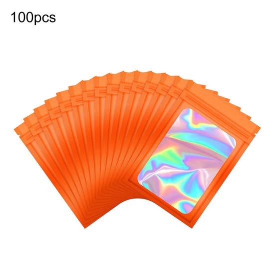 100 ks Samolepicí sáčky Víceúčelové Přenosné Holografické Balicí sáčky Uzavíratelné Sáčky z hliníkové fólie proti zápachu Zipové sáčky s průhledným okénkem