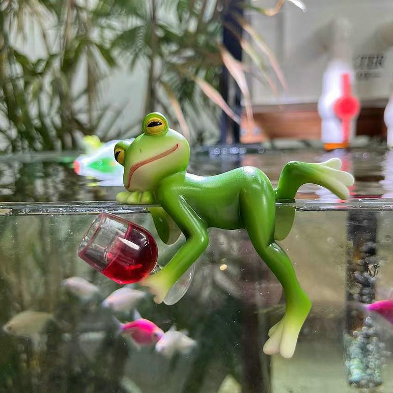 Hanging Flower Pot Edge Frog Decorative Ornaments Resin Hanging Decorative Glass Fish Tank Pendant Miniature Craft
