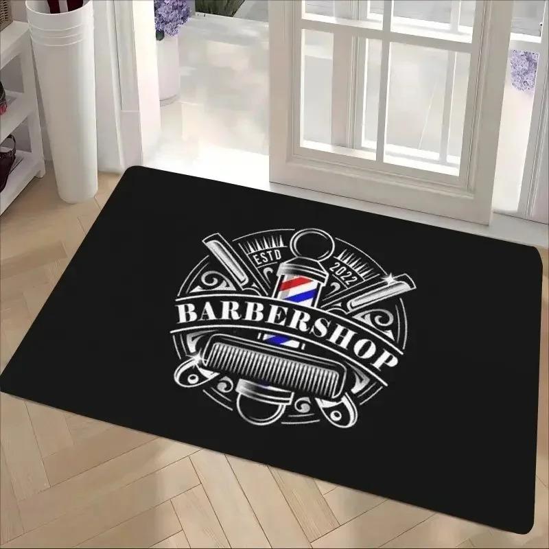 Barber Shop Welcome Mat, Non-Slip Home Salon Entrance Mat, Washable Floor Mat For Bathroom Balcony Decor