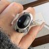 Bf Club   Anelli Per Donna Semplici Geometrici Fatti A Mano Irregolari Retro Anello Grande Con Pietra Nera Allergia Per Regalo Di Compleanno