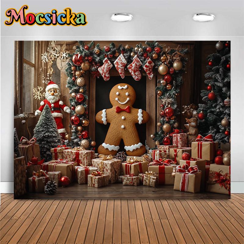 Mocsicka Christmas Background Photography Home Gift Xmas Tree Decoration Baby Shower Photo Backdrop Shooting Props Studio Banner