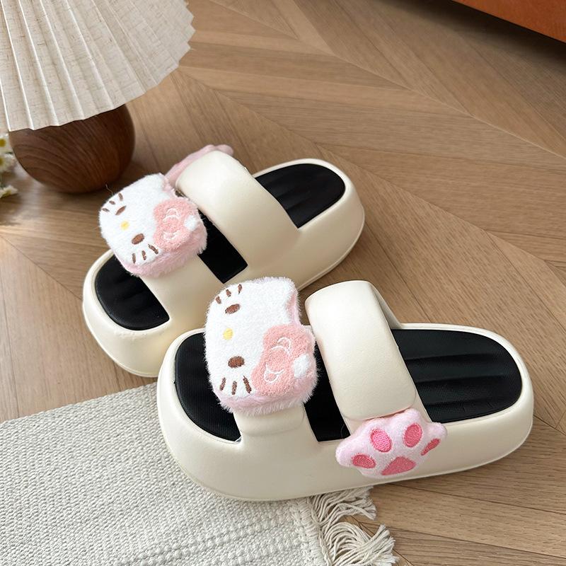 Cute cartoon doll slippers women's summer wear 2025 new thick-soled small sandals soft bottom one-word drag tide