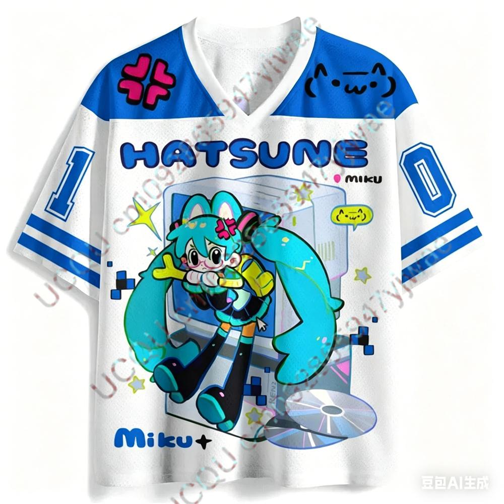 2026 Hatsune Miku Cartoon Girl Graphic Jersey Short Sleeved Fan Gift Tee Cosplay Clothing Summer Men'S And Women'S T-Shirt