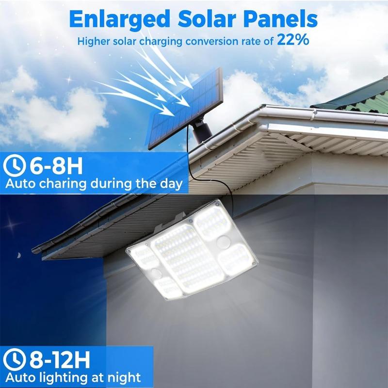Solar Outdoor Light IP65 Waterproof Wall Lamp Remote Control 3 Modes Adjustable Angle 5m Extension Cable for Yard Garden Patio