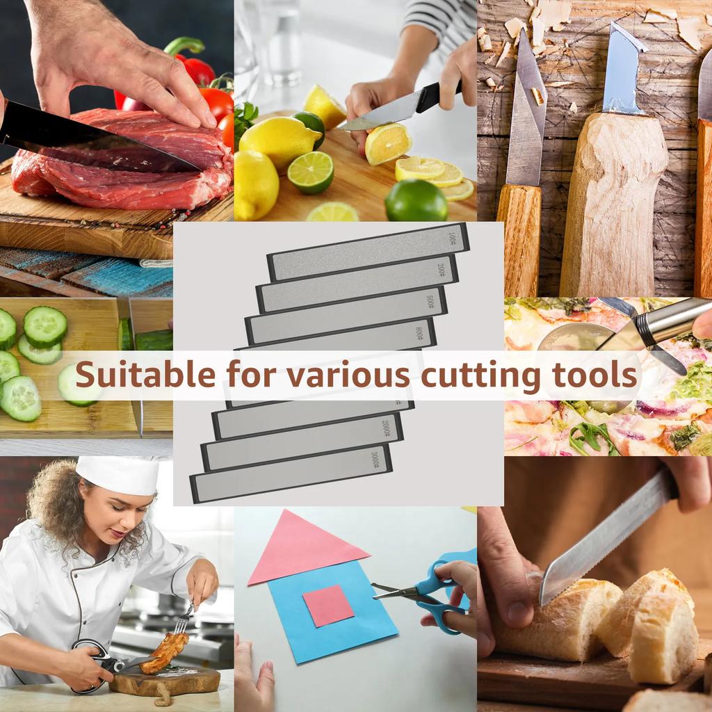 8PCS Diamond Knife Sharpening Stones 100-3000Grit Diamond Whetstones with a Non-Slip Base For RUIXIN PRO RX-008 RX-009