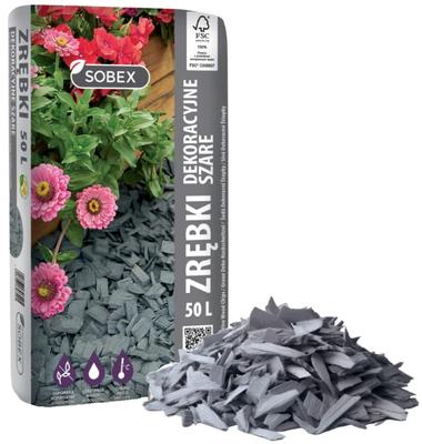 Decorative Wood Chips, Gray, 50l, Bark