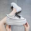 Fashion 8cm White Genuine Leather Platform Heel Women Flats Shoes Comfortable Casual Creepers Chunky Sneaker Summer Bling Shoes Women