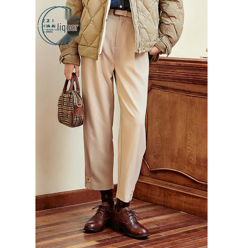 ZIHAN Women s Straight-Leg High-Waisted Casual Suit Pants M