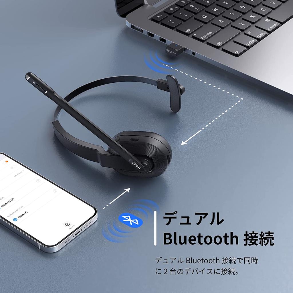 EKSA Professional Wireless Bluetooth Single USB Dongle Noise Unidirectional Office Ultra Up to 45 Hours of Charging Stand Web Call Compatible with and