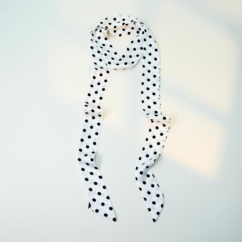 190cm Polka Dot Silk Scarf: Thin, Long, Versatile Ribbon for Hair, Waist, or Bag Accessory
