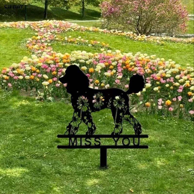 Metal Memorial Plaque for Poodle Elegant Garden Decor Anticorrosion Coated
