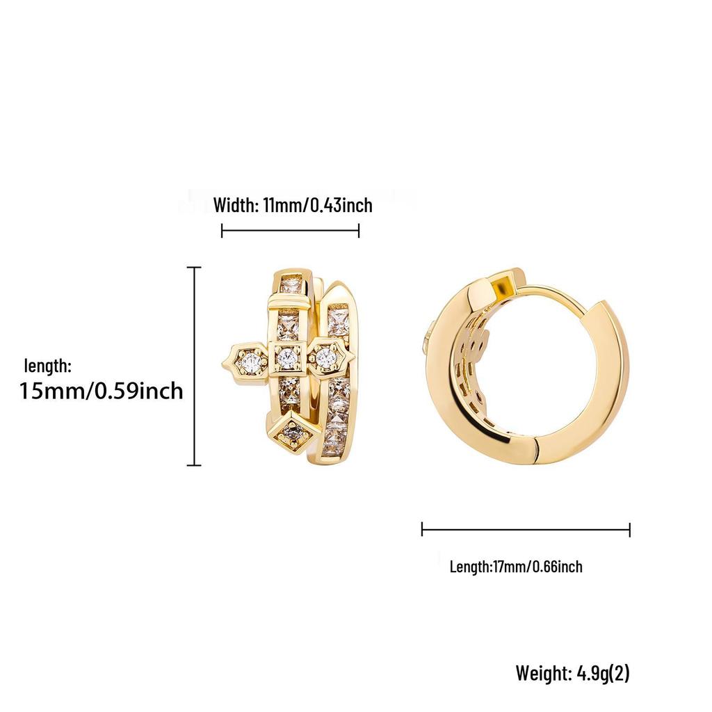 Jin'ao Zircon Sword of Justice Earrings - Trendy Hip Hop Unisex Fashion Accessories for Autumn/Winter