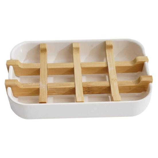 Portable Bamboo Fiber Shower Soap Holder Draining Box Kitchen Bathroom Supplies