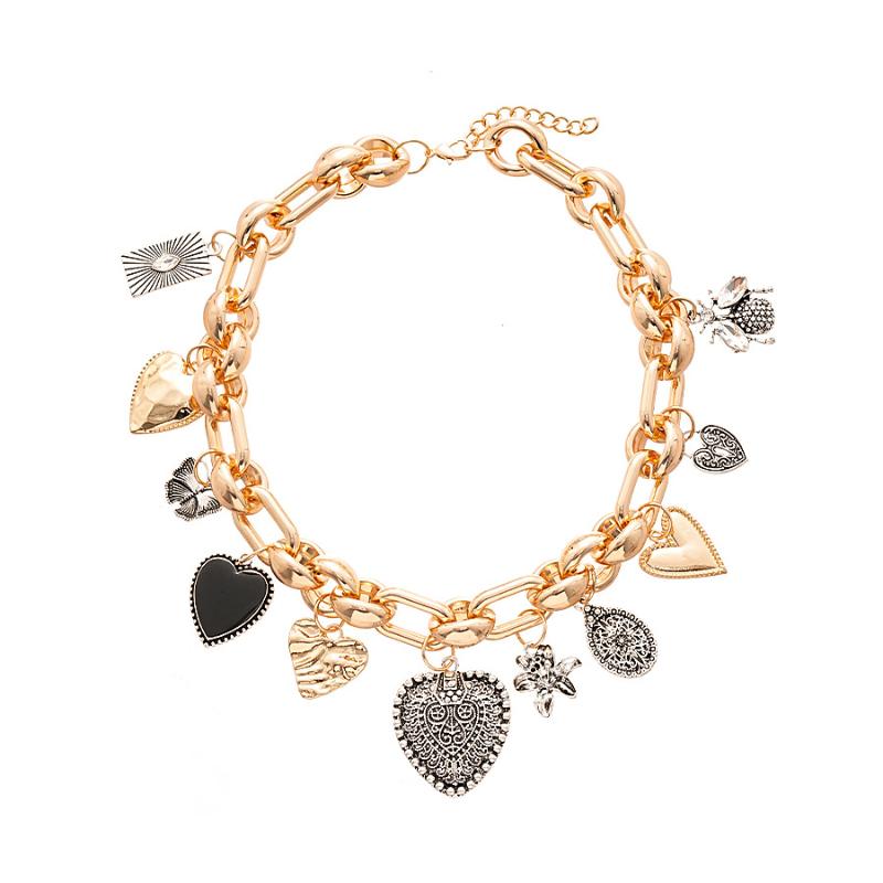 Medieval Style Metal Love Conch Necklace Light Luxury Niche Exaggerated Clavicle Chain Personality Design Necklace