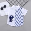 Children's Clothing For Small And Medium-sized Children, Summer New Style Lapel Shirt, Fashionable Printed Overalls Shorts Suit