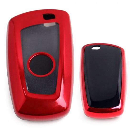 

Chrome Red TPU Key Fob Case For BMW 1 2 3 4 5 6 7 Series X1 X3 X4 4-Button Key
