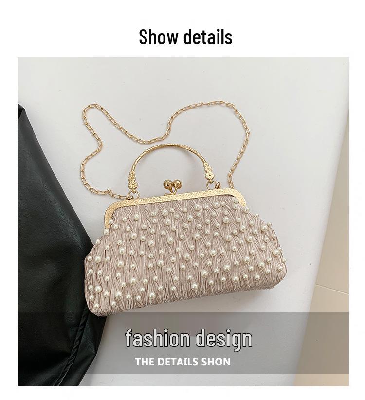 Dámská elegantní crossbody kabelka s kamínky na rameno, skořápka, jaro 2025