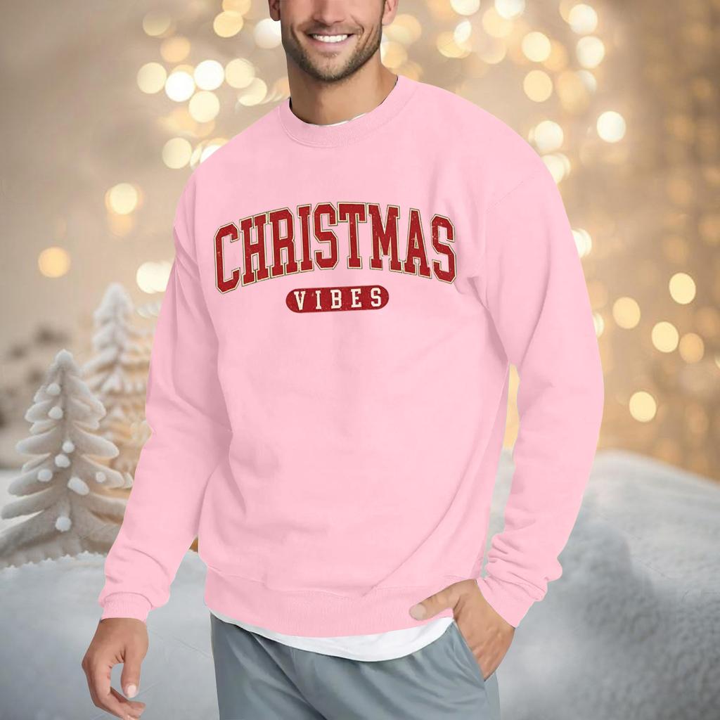 Pánská vánoční mikina volného střihu s kulatým výstřihem