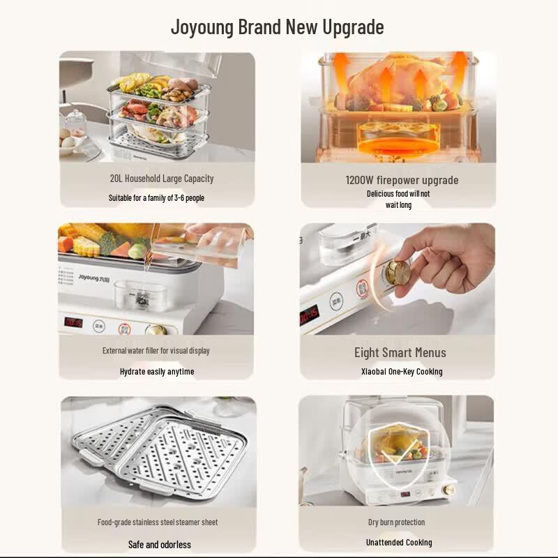 Joyoung GZ572 3-Tier Large Capacity Electric Steamer CN plug (adapter included)