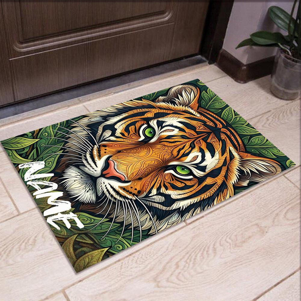 Custom Name Tiger Printed Carpet,Rug for Office Chair Living Room Bedroom Kitchen Room Decor Gifts.